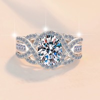 Cincin Wanita Lerca Hot Sale 2 Karat Oval Cut VVS Moissanite Bersertifikat GRA, Band Perak S925, Perhiasan Jari Wanita Modis