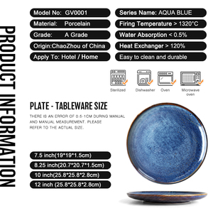 Factory Direct <strong>Wholesale</strong> Hotel Blue Nordic Dish <strong>Ceramic</strong> <strong>Dinner</strong> Plate <strong>Set</strong>,restaurant Ecofriendly Porcelain Dishes Plates - Product Image 6