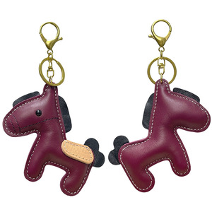 Porte-clés en cuir véritable avec breloque petit cheval, multicolore, mignon, pour sac, vente en gros, directement de l'usine - Product Image 6