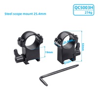 Support optique en acier à dégagement rapide, robuste, avec anneaux tubulaires fendus, design à double fixation 25,4 mm, support d'équipement de base 21 mm