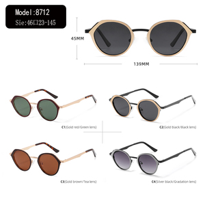 Lunettes de soleil ovales personnalisées avec logo, monture en métal pleine bordure, verres dégradés, unisexe, rétro, décontractées, protection UV pour adultes - Product Image 2