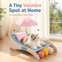 Lit de repos pour chat en bois personnalisé OEM, canapé moderne pour chat, mobilier avec coussin moelleux, fournisseur en gros de lits pour animaux de compagnie