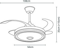 Ventilateur de plafond extérieur avec lumière LED RGB, caméra cachée, haut-parleur musical, télécommande, 42 pouces