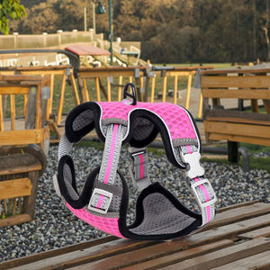 犬用ハニカムメッシュファッションパッド入りソリッドリーシュハーネスボタン閉鎖付き小型品種ナイロンアンチエスケープ - Product Image 1