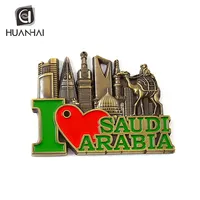 Fabrika özel 3D emaye logo aşk suudi arabistan metal buzdolabı hatıra mıknatıs 