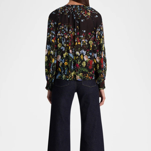 Dài Tay Áo Của Phụ Nữ Nút Màu Đen Xuống Cotton Linen In Áo Thiết Kế Văn Phòng Thời Trang Thoáng Khí - Product Image 2