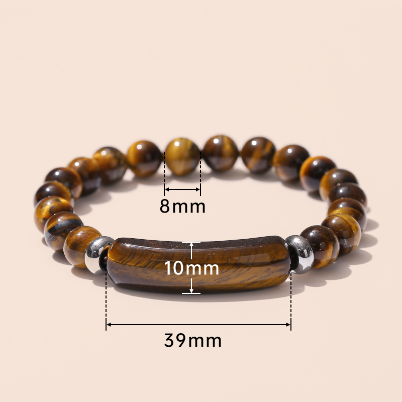 3A Natural Yellow Tiger Eye Stone Rectangle Bar Bracelet