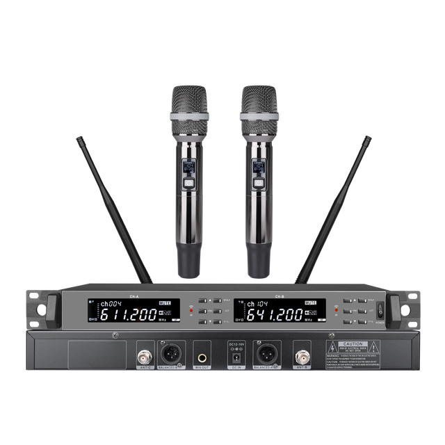 EIF HD-1000 Professional Dual-Channel UHF Wireless Microphone System Handheld Lavalier Cardioid Metal XLR Connector Noise
