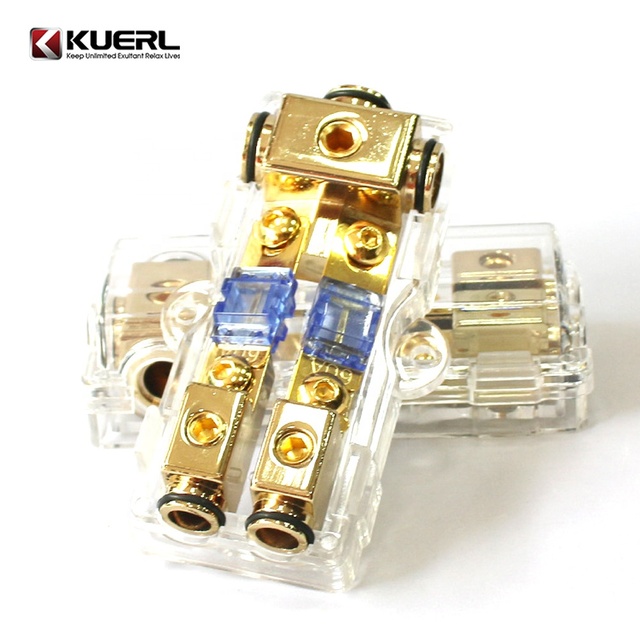 Hot Model Car Audio 12V Fuse Holder 2GA Input 4GA Output Zinc Alloy Gold Plate Copper 60A ANL Fuse Holder for Car
