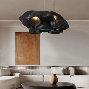 Luminaire suspendu de style nordique pour restaurant, design original, moderne, minimaliste, style wabi-sabi, éclairage LED à hauteur réglable, moyen - Product Image 3