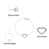 Bracelet de mode pour femme en argent sterling 925 plaqué platine de haute qualité, avec zircon personnalisé, chaîne à maillons, cadeaux de mariage et de fête, 2g