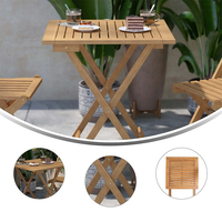 Table de patio pliante en bois massif DU'S, table de jardin carrée portable, mobilier d'extérieur