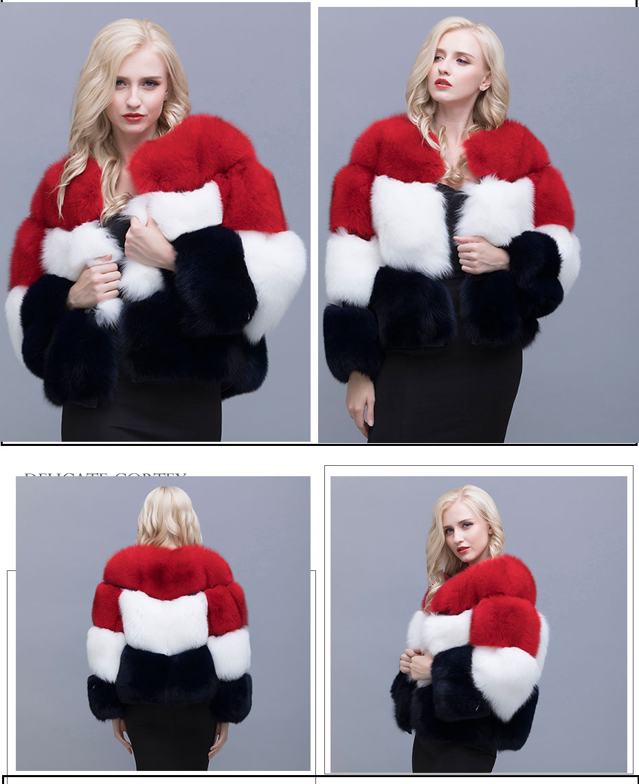 MWFur Multi color Jacket For Women Fashion Real Fox Fur Coat Winter Ladies Outwear Natural Fox Fur Coats Women Fashion