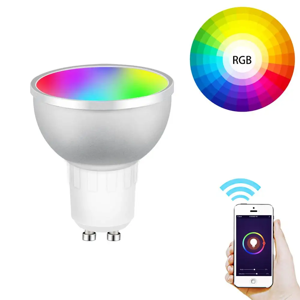GU10 WiFi Smart LED Light Bulb 2700-6500k RGB CW Warm White Daylight Multicolor 5W Work with Alexa Google Home
