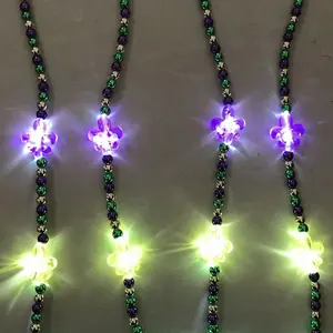 Новый дизайн 2022, ожерелья с бусинами Mardi Гра, оптовая продажа, светодиодное светящееся ожерелье, оптовая продажа