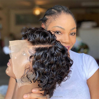 Cheveux humains Remy vierges bruts brésiliens pour Pixie Cut Curl Wavy 13x4 Full for Lace Frontal Wig 6 pouces