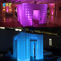 Cabina de fotos inflable con luz LED, caja de fotomatón personalizada en color blanco o negro, Logo personalizado impreso CN