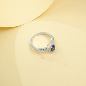 ชุดกรงเล็บรูปไข่แซฟไฟร์สีเงิน925สำหรับผู้หญิงสไตล์คลาสสิก - Product Image 4