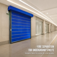 Porte coupe-feu enroulable en tissu inorganique, conforme aux normes de sécurité incendie, isolation thermique pour entrepôt, atelier, centre commercial