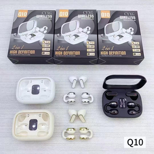 Auriculares inalámbricos Q10 2 en 1 TWS BT5.4 con clip para la oreja, auriculares internos con cancelación de ruido ENC y pantalla LED para deportes y juegos. - Product Image 6