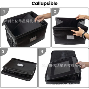 กล่องจัดระเบียบสำนักงานผ้าอ็อกซ์ฟอร์ดสีดำความจุ 5 ลิตรแบบพกพาทนทานกระเป๋าตาข่ายขนาดใหญ่ช่องใส่การ์ดสำหรับจัดเก็บเอกสาร - Product Image 3