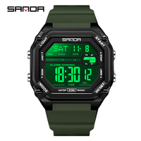 Montre sport classique SANDA 6327 pour homme, montres multifonctions, alarme, horloge étanche, montres numériques LED étanches pour homme