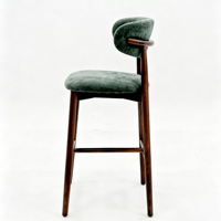 Tabouret de bar en velours personnalisé, tabouret de comptoir rembourré en bois, chaises de bar avec coussin en bois pour restaurant, café, hôtel, mobilier