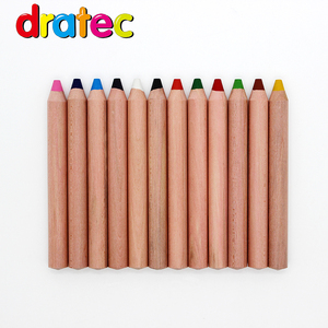Professionnel 6/12 pièces 3 en 1 boisé jumbo <span class=keywords><strong>crayons</strong></span> de cire boîte emballée lapices de colores conception personnalisée crayon producteur crayon de cire - Product Image 1