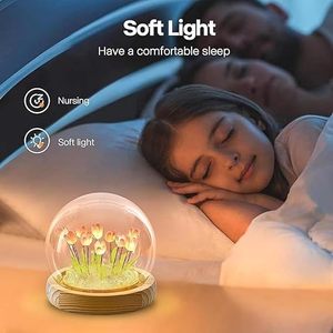 Lampe de chevet en forme de tulipe faite à la main, lumière décorative DIY, cadeau exquis pour mère, épouse, décoration créative pour la maison - Product Image 4