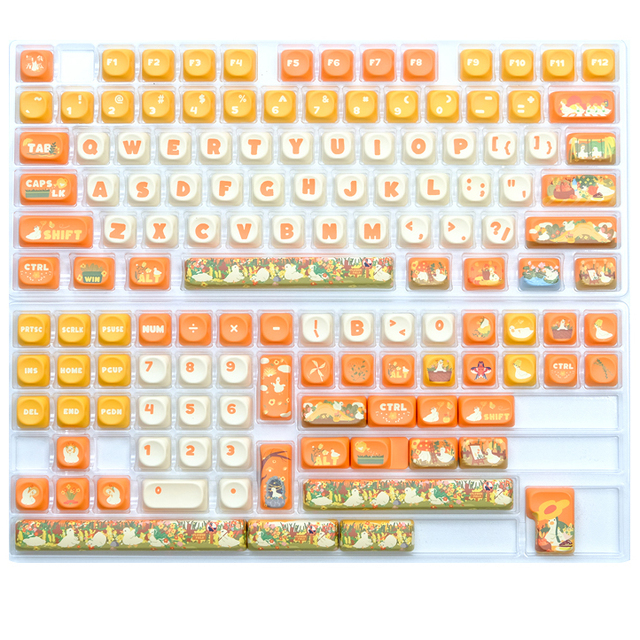 Flower Duck 137-Key PBT Dye Sublimation MOA Profile Mechanical Gaming Keyboard Custom OEM Support for 61/87/96/98/104/108 Keycap