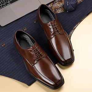 Zapatos Casuales de Moda con Parte Superior de PU, Punta Cuadrada, Estilo Británico, Formales, de Negocios, con Cordones, para Hombre, Talla Grande - Product Image 4