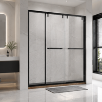 Paroi de douche de style européen de luxe, porte de douche coulissante en verre noir