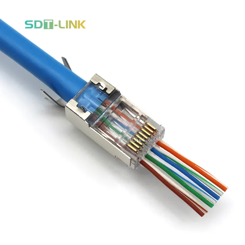 ภายนอกป้องกันผ่าน Cat7 Sftp เชื่อมต่อปลั๊กสายเคเบิลแมว7 7A Rj 45 Stp อีเธอร์เน็ตกันน้ำ Cat7 Rj45เชื่อมต่อ