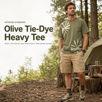 T-shirt surdimensionné tie-dye personnalisé HuaYi GOTS&OEKO, couleur olive, tons terreux, lavage artisanal, vêtements de randonnée pour hommes OEM ODM