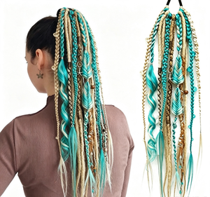 High Temperature Wire <b>Synthetic</b> <b>Dreadlock</b> Ponytail Wig Colorful Braided Rope Style For Women Zhejiang Origin - Product Image 5