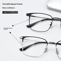 Meilleures ventes 8007L Monture de lunettes de vue ultra-légère en titane à monture complète plaquée IP pour hommes, monture carrée, verres AC