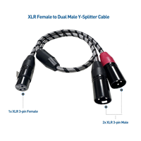 Câble répartiteur en Y XLR femelle vers double XLR mâle, blindage double en cuivre, câble de raccordement microbalancé pour table de mixage et système PA, sans bruit