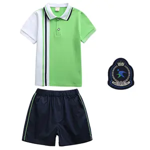 Uniforme escolar com marcação, camiseta verde para estudantes pais-filhos uniforme escolar