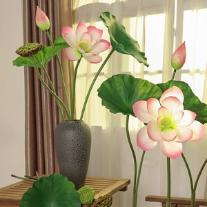 <b>Artificial</b> Lotus Flowers PU Silk With <b>Stems</b> Pods Leaves High Simulation Buddhist Temple Decoration Wedding Home Decor 30cm-100cm - Product Image 3