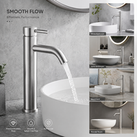 Robinet de lavabo monocommande en alliage de zinc, finition nickel brossé sans plomb, à poser sur le comptoir, vente en gros, haute qualité