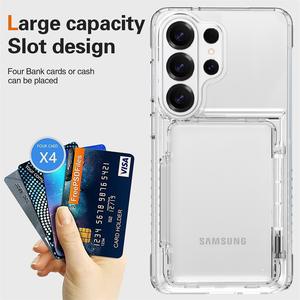 Étui portefeuille transparent avec support rabattable pour <span class=keywords><strong>Samsung</strong></span> Galaxy S26 Ultra S25 Ultra, porte-cartes de crédit - Product Image 3