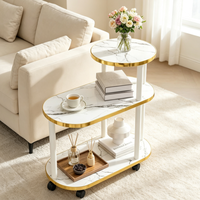 Table d'appoint de luxe légère avec plateau en pierre frittée à motif marbre et étagère de rangement en bois massif, table d'appoint pour canapé de salon