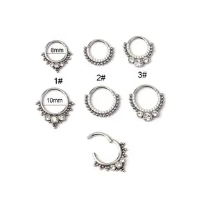 Trend Pure 16G Stainless Steel With Zircon Round Nose Ring Body Jewelry For Women Safety Pin Piercing Ear Earrings