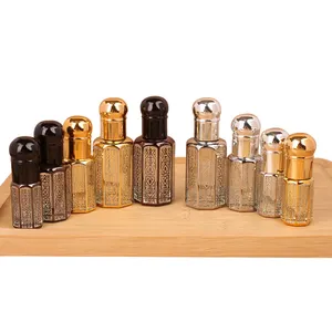 Cam aroma özü yağı şişeleri fantezi tasarım 6ml 12ml Mini küçük doldurulabilir cam parfüm silindiri cam Serum Oud Attar şişe