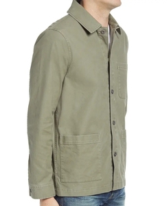 カスタムロゴ100% コットンメンズカジュアルシャツジャケットシングルボタンターンカラービッグポケットプラスサイズチョアジャケット - Product Image 4