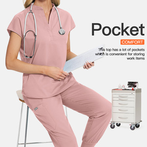 Mode confortable 2 pièces/ensemble uniformes médicaux soins infirmiers gommage ensembles femmes hôpital Salon de beauté dentaire en gros gommages personnalisés - Product Image 1