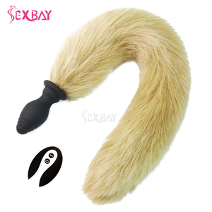 anal fantasy butt plug Remote Control Vibrating Fox Tail Anal Plug main image 1