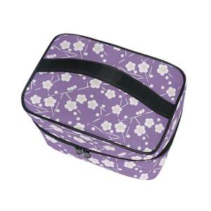 Diseño de moda con estampado de flores, maletín de maquillaje portátil, bolsa dura de viaje, bolsa de cosméticos impermeable suave a la venta - Product Image 3