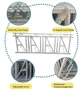 ที่หนีบคอสำหรับเลี้ยงวัวแบบปรับได้เสาโคชุบสังกะสีสเตนชิออนแบบเปิดคู่เดี่ยว - Product Image 2