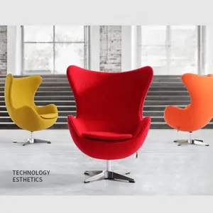 Modernes Design Sofas tuhl Wohnzimmer Stoff Drehstühle Fiberglas Roter Stoff Freizeit Eierform Stuhl